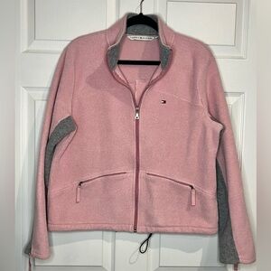 Tommy Hilfiger Women’s Pink/Gray full zip fleece jacket - Size XL
